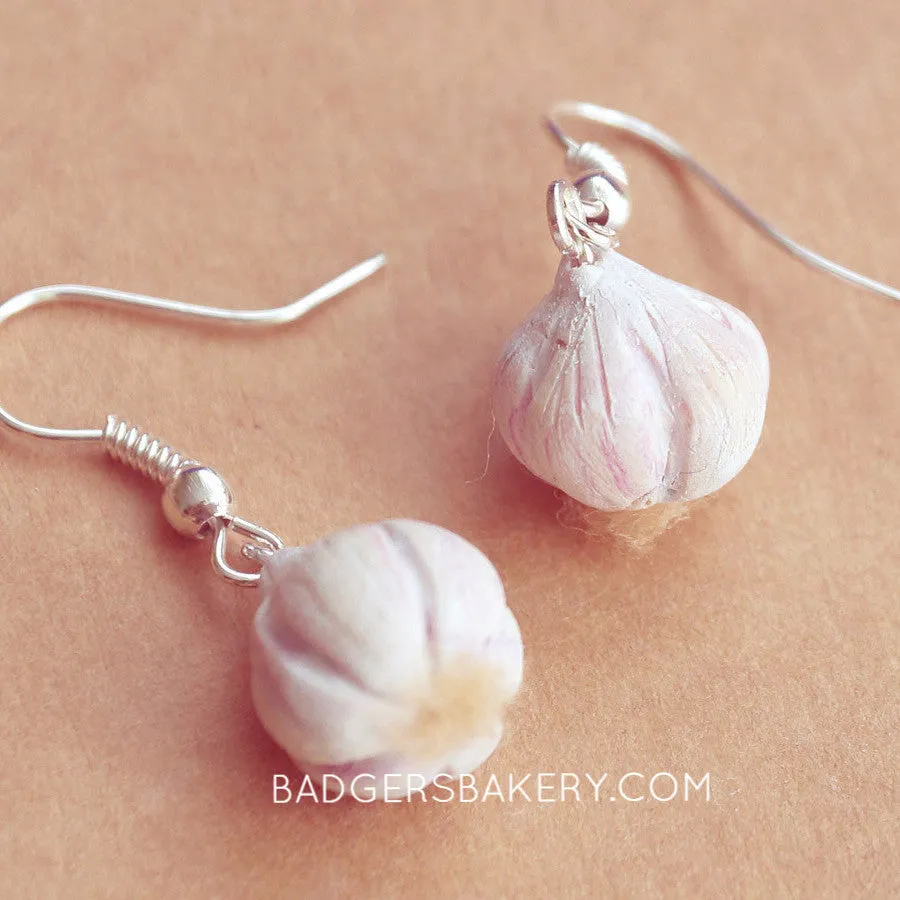 GARLIC EARRINGS Novelty Food Jewelry for Chefs, Cooks and Vampire Hunters