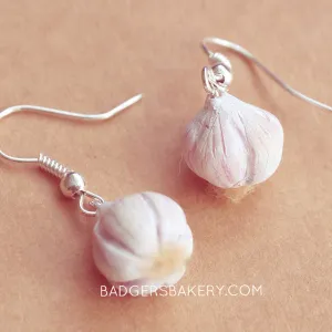 GARLIC EARRINGS Novelty Food Jewelry for Chefs, Cooks and Vampire Hunters