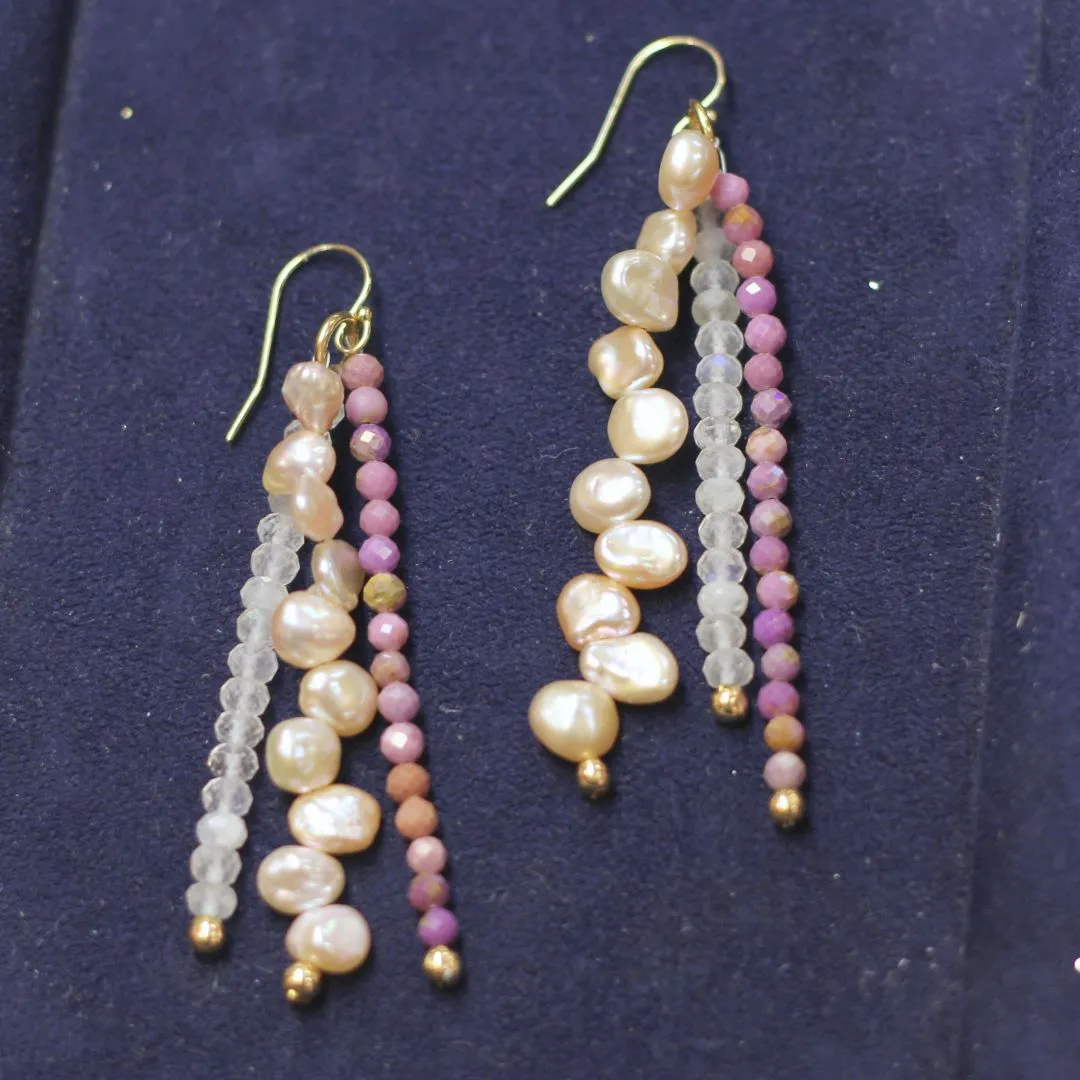 Gemstone Tassle Earrings