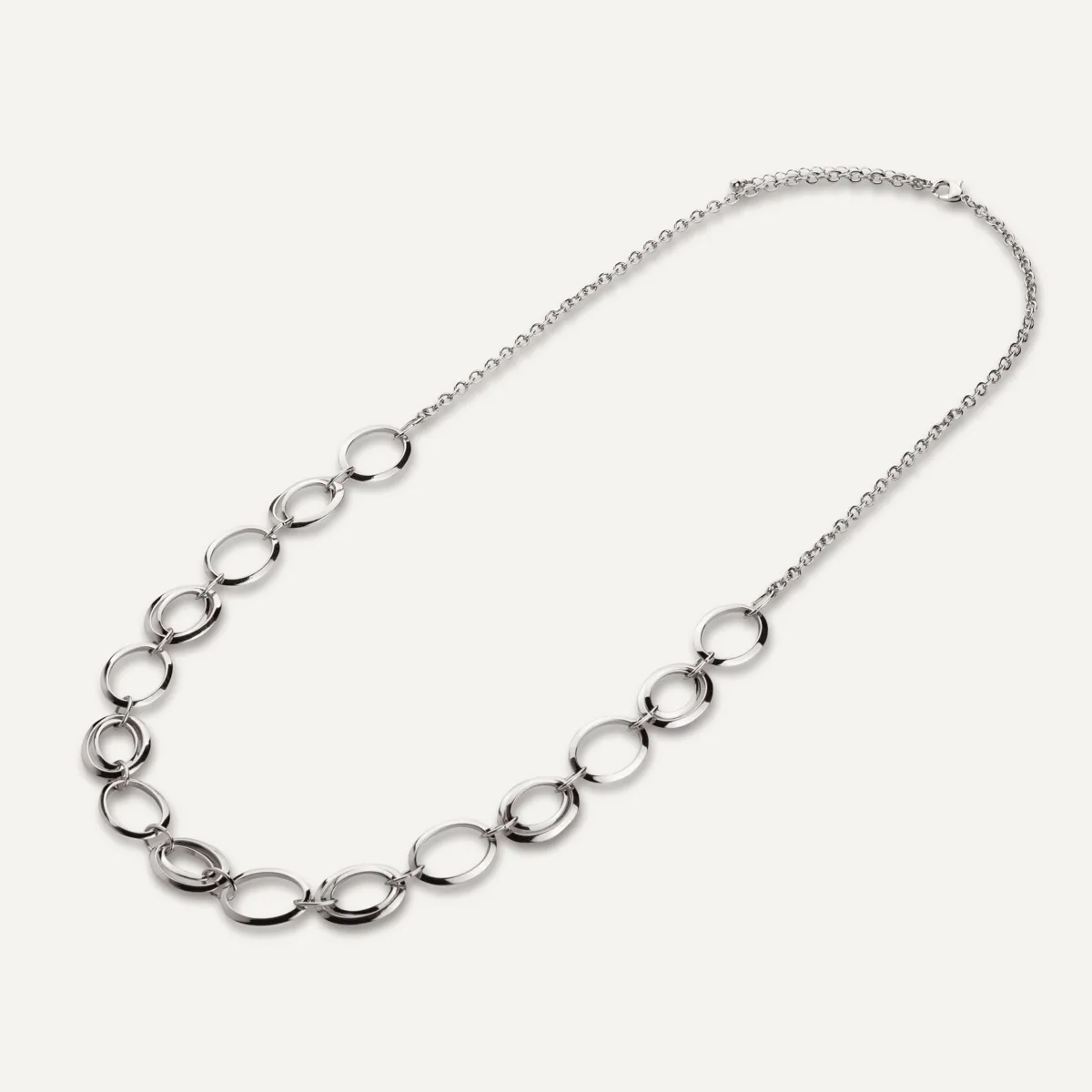 Geo Ovals Long Necklace In Silver-Tone