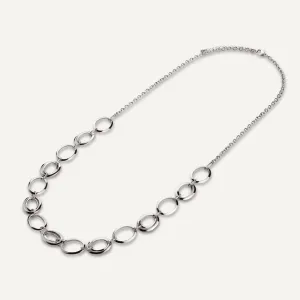 Geo Ovals Long Necklace In Silver-Tone
