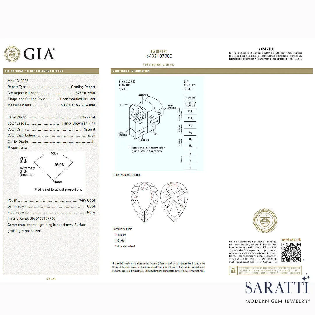 GIA Certified 0.26 carat Fancy Brownish Pink Diamond