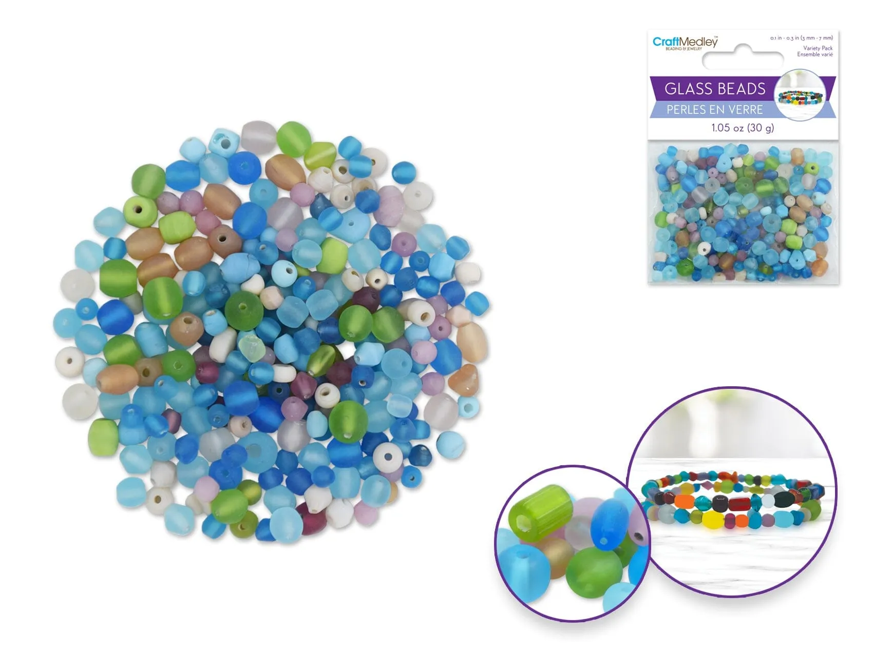 Glass Bead Mixes 3mm-7mm 30g