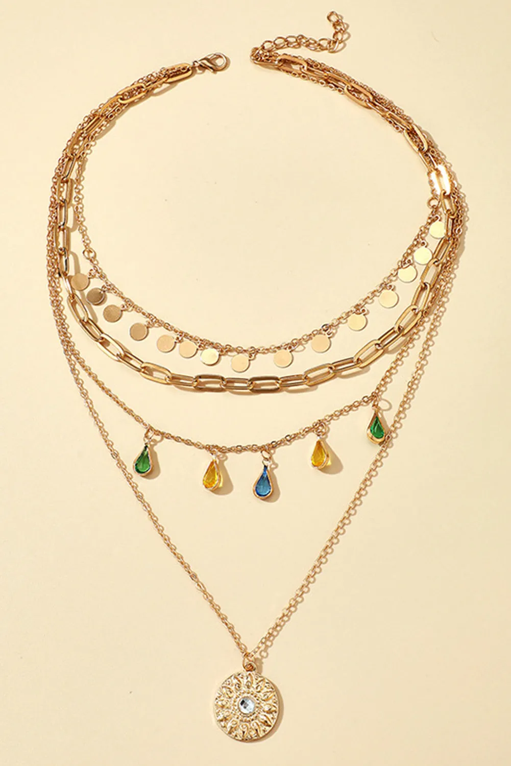 Gold Boho Water Drop Pendant Necklaces