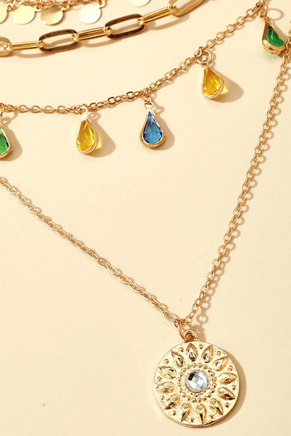 Gold Boho Water Drop Pendant Necklaces