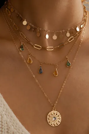 Gold Boho Water Drop Pendant Necklaces