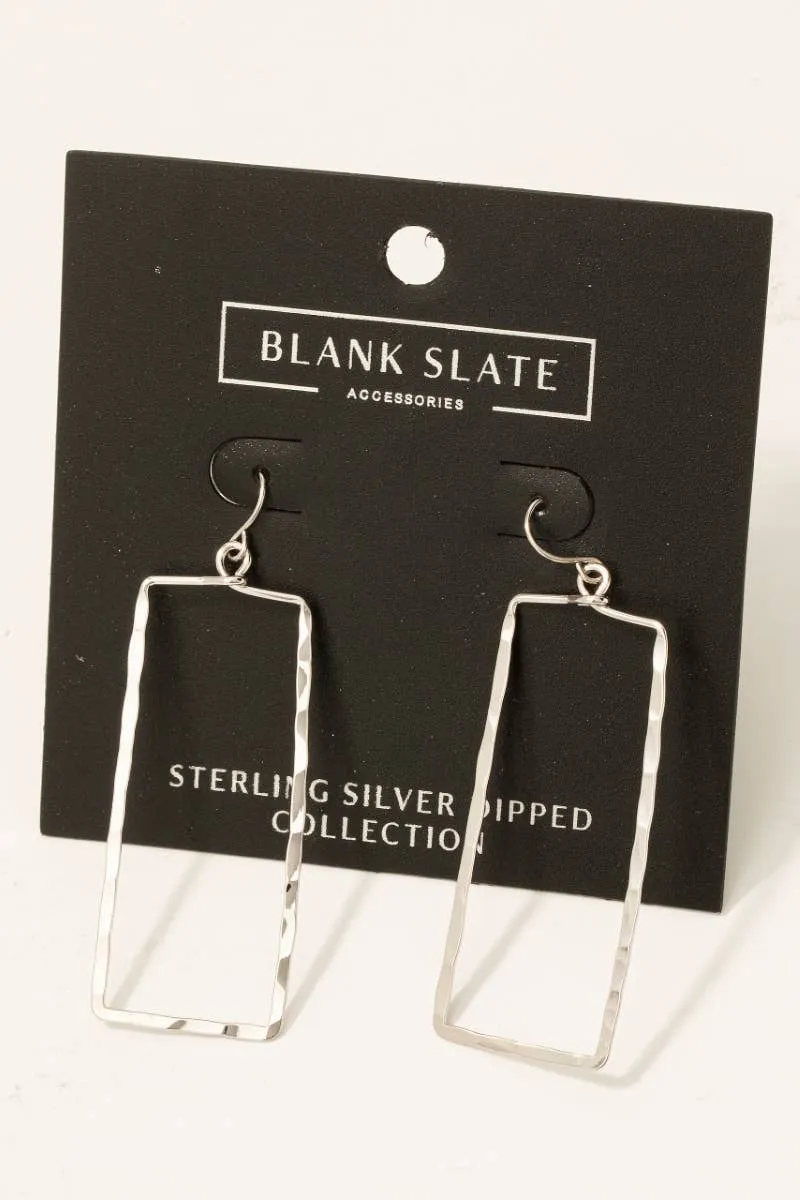 Gold Dipped Hammered Rectangle Cutout Drop Earrings