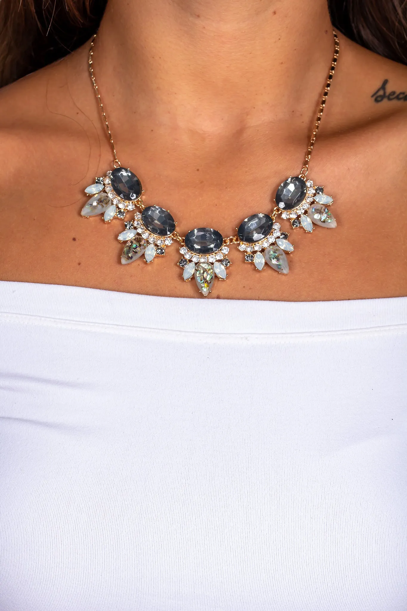Gold Necklace with Gems
