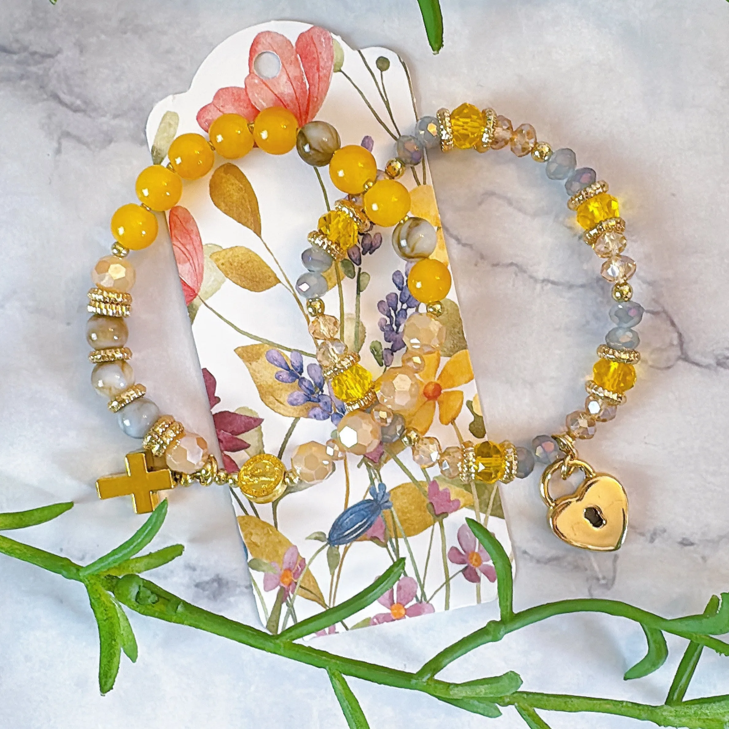 Golden Grace One Decade Rosary Bracelet Set