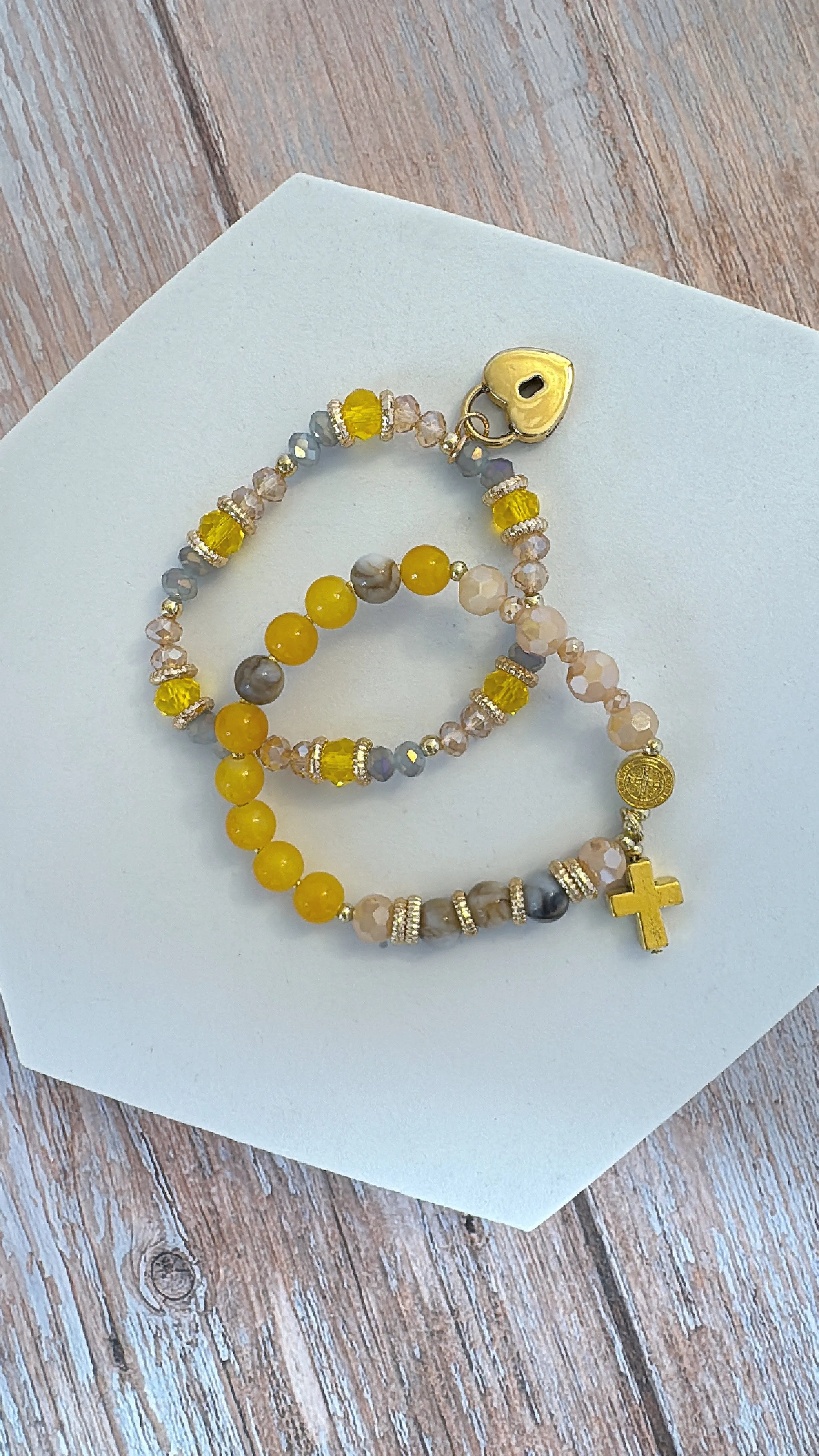 Golden Grace One Decade Rosary Bracelet Set