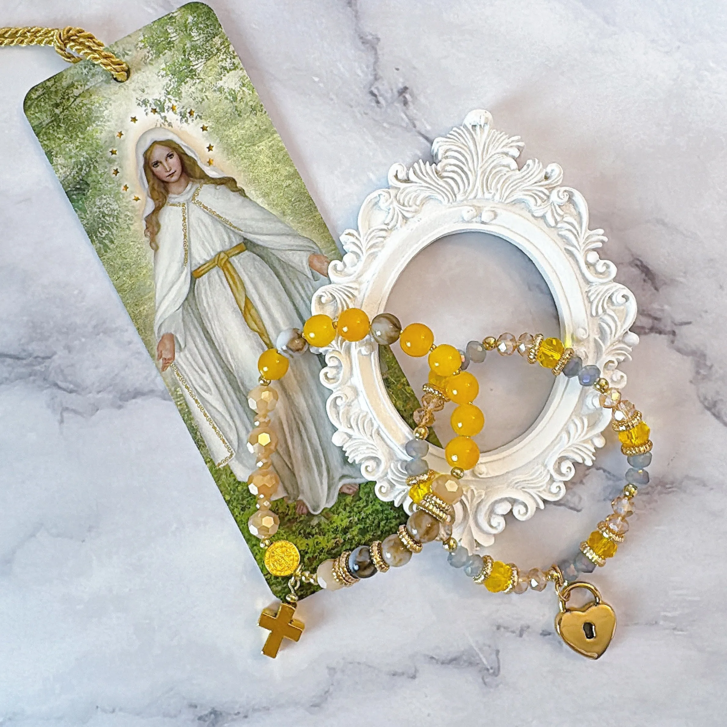 Golden Grace One Decade Rosary Bracelet Set
