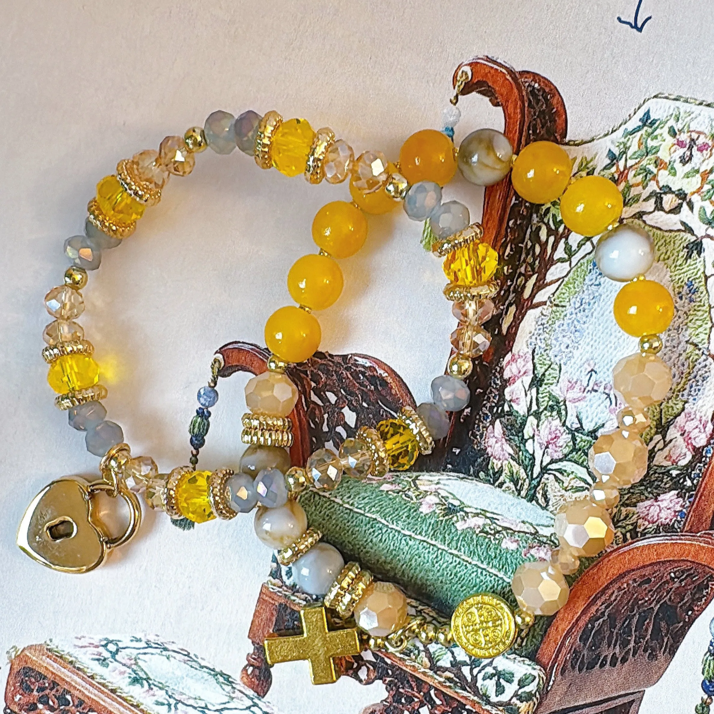Golden Grace One Decade Rosary Bracelet Set