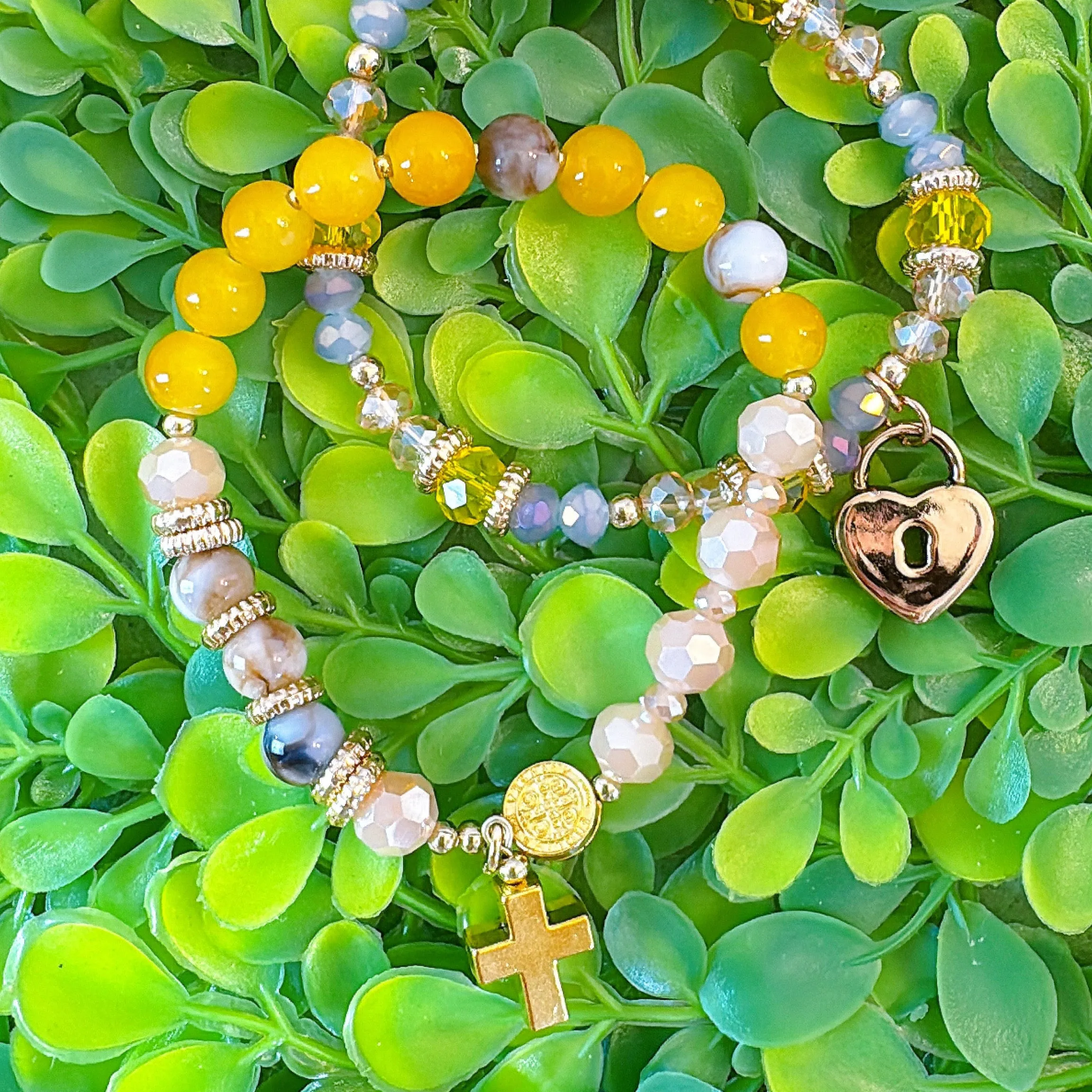 Golden Grace One Decade Rosary Bracelet Set
