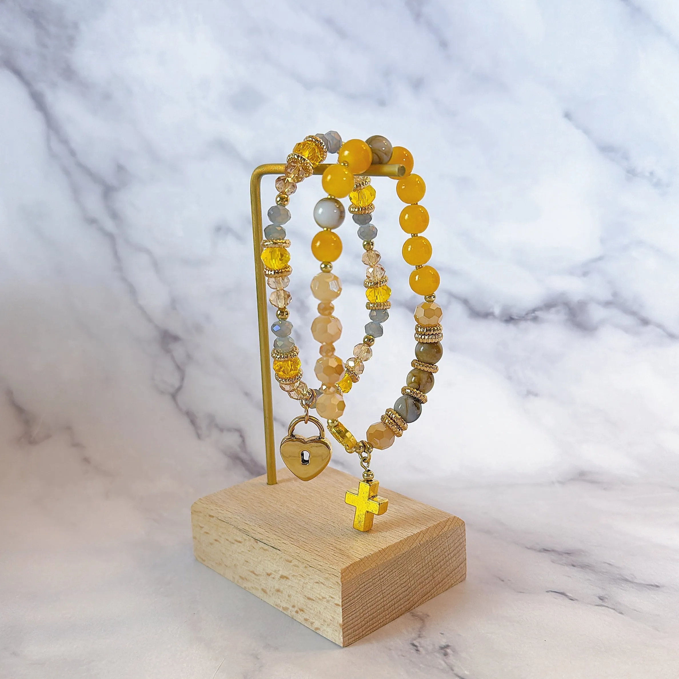 Golden Grace One Decade Rosary Bracelet Set