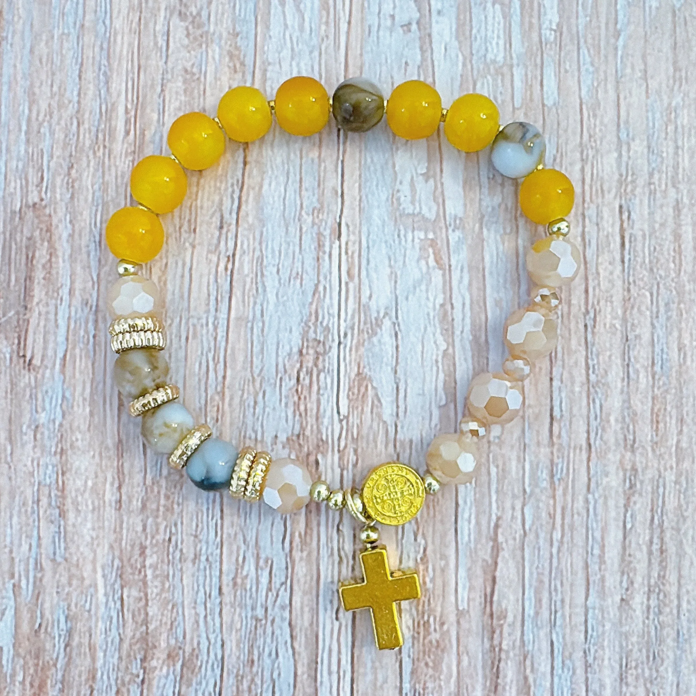 Golden Grace One Decade Rosary Bracelet Set