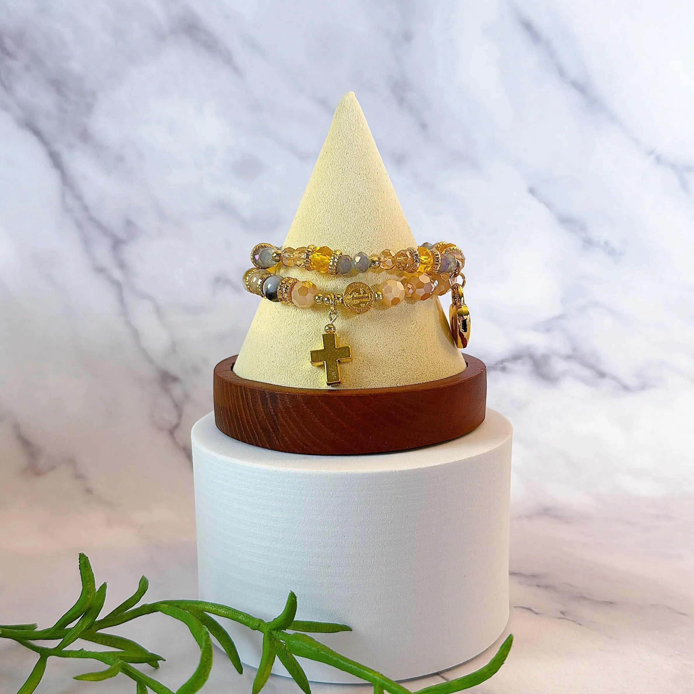 Golden Grace One Decade Rosary Bracelet Set