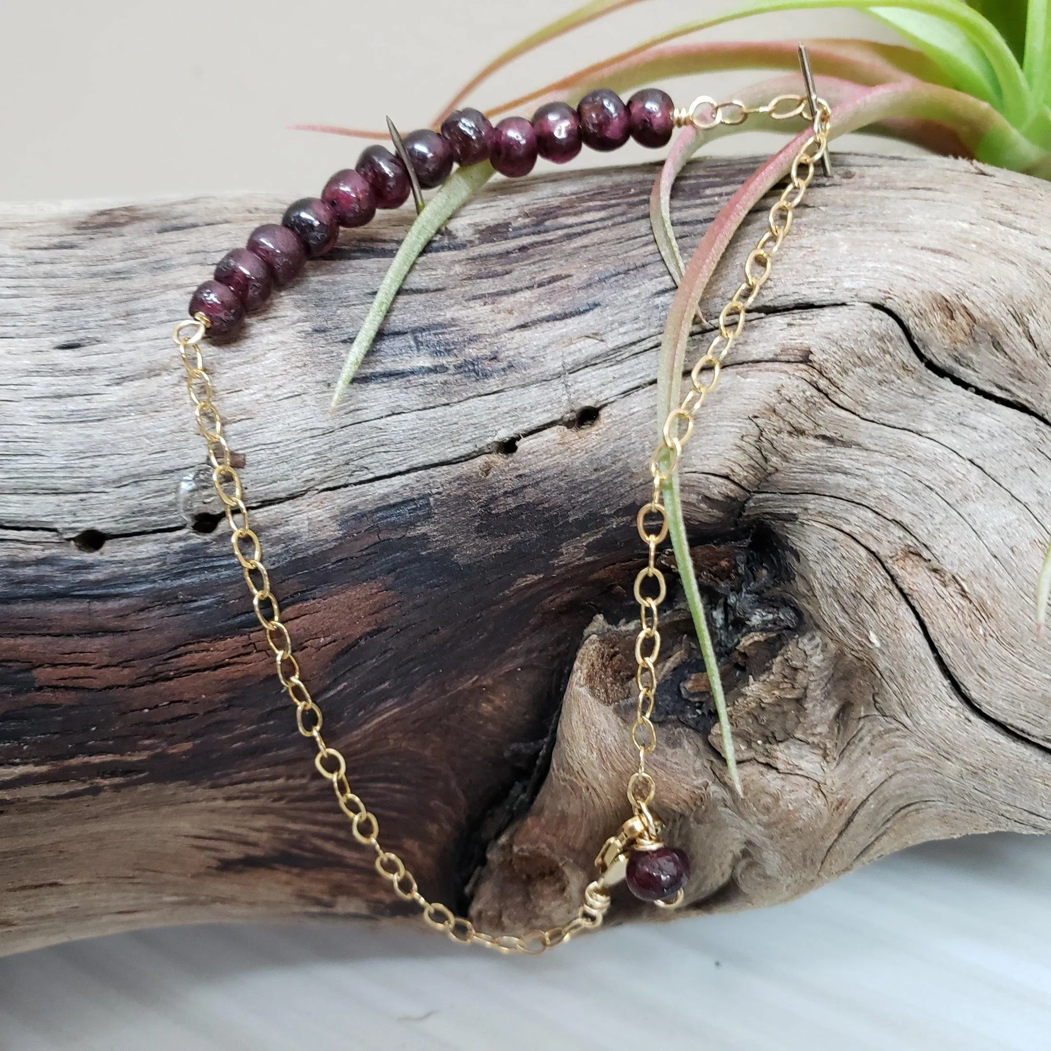 Graceful gold-filled garnet bracelet