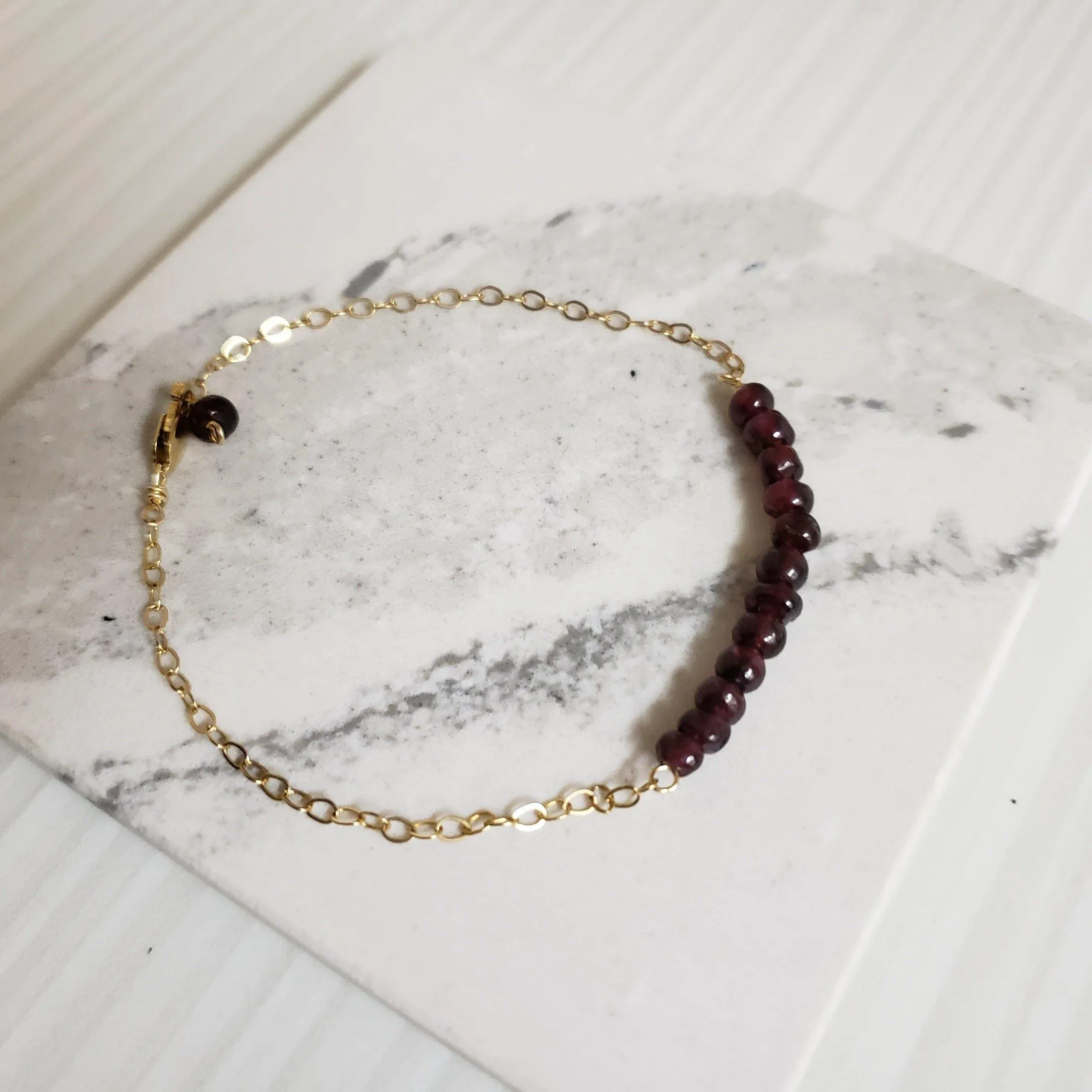 Graceful gold-filled garnet bracelet