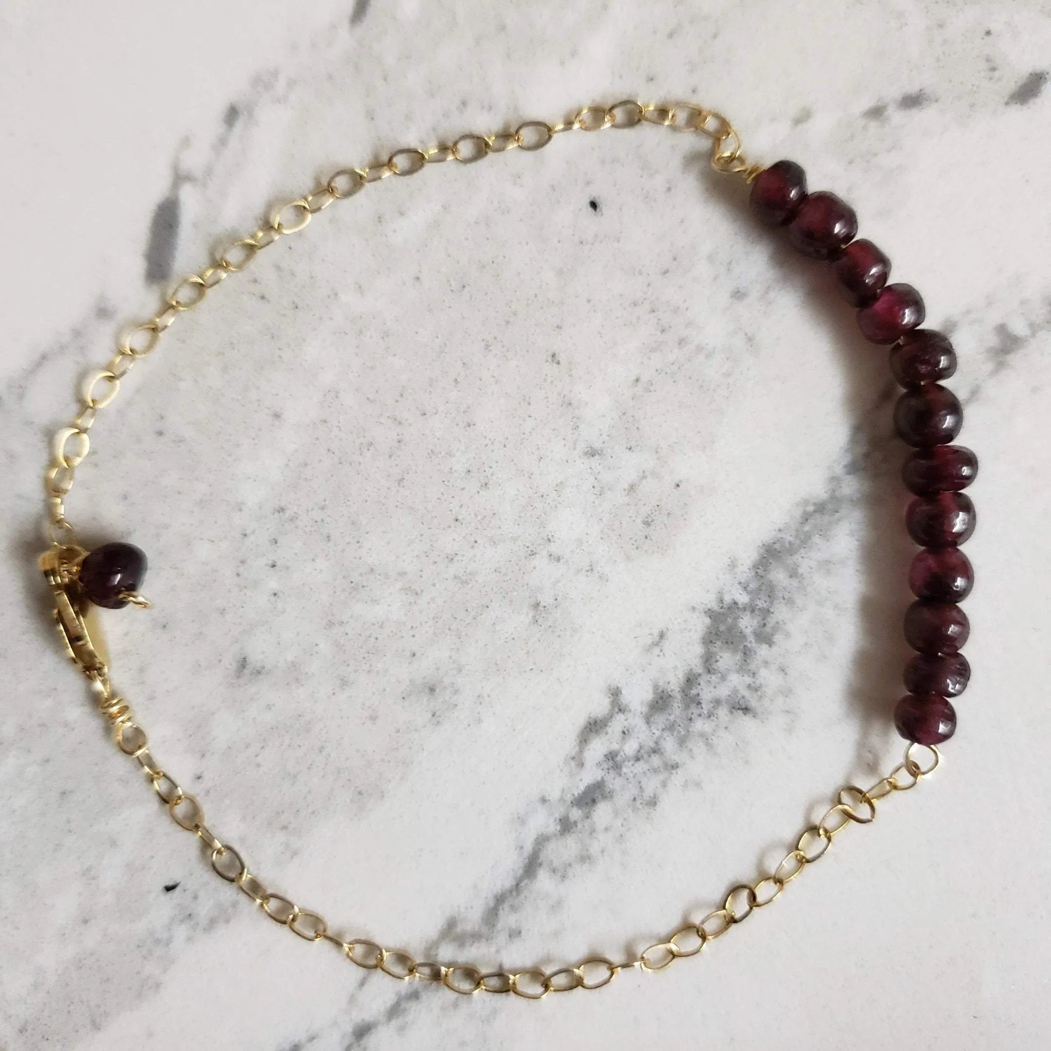 Graceful gold-filled garnet bracelet