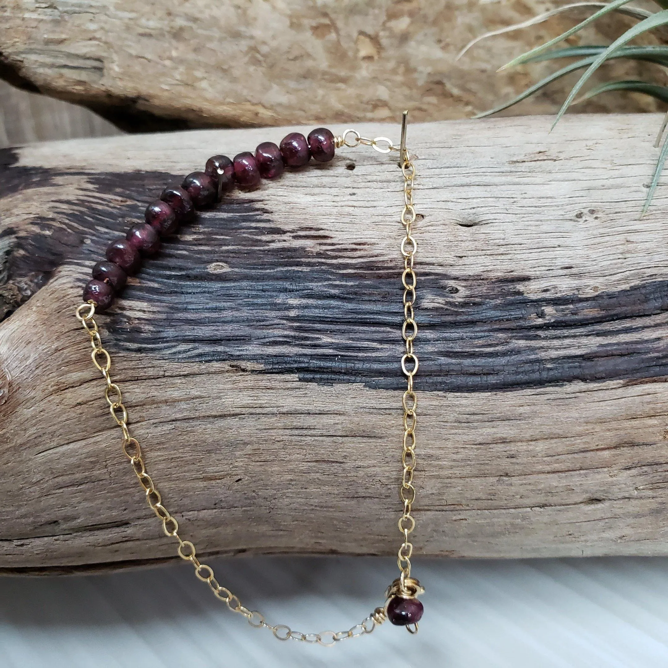 Graceful gold-filled garnet bracelet