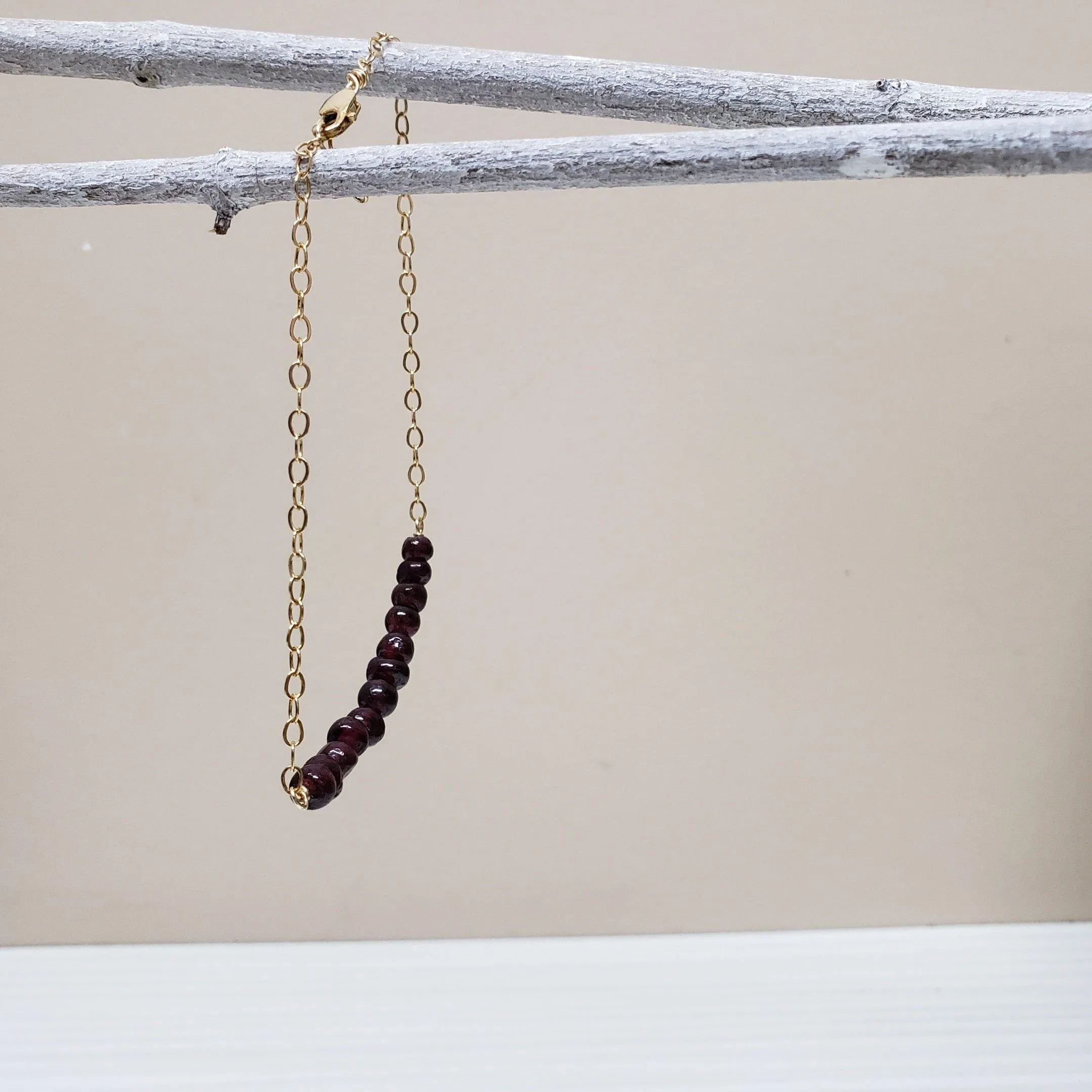 Graceful gold-filled garnet bracelet