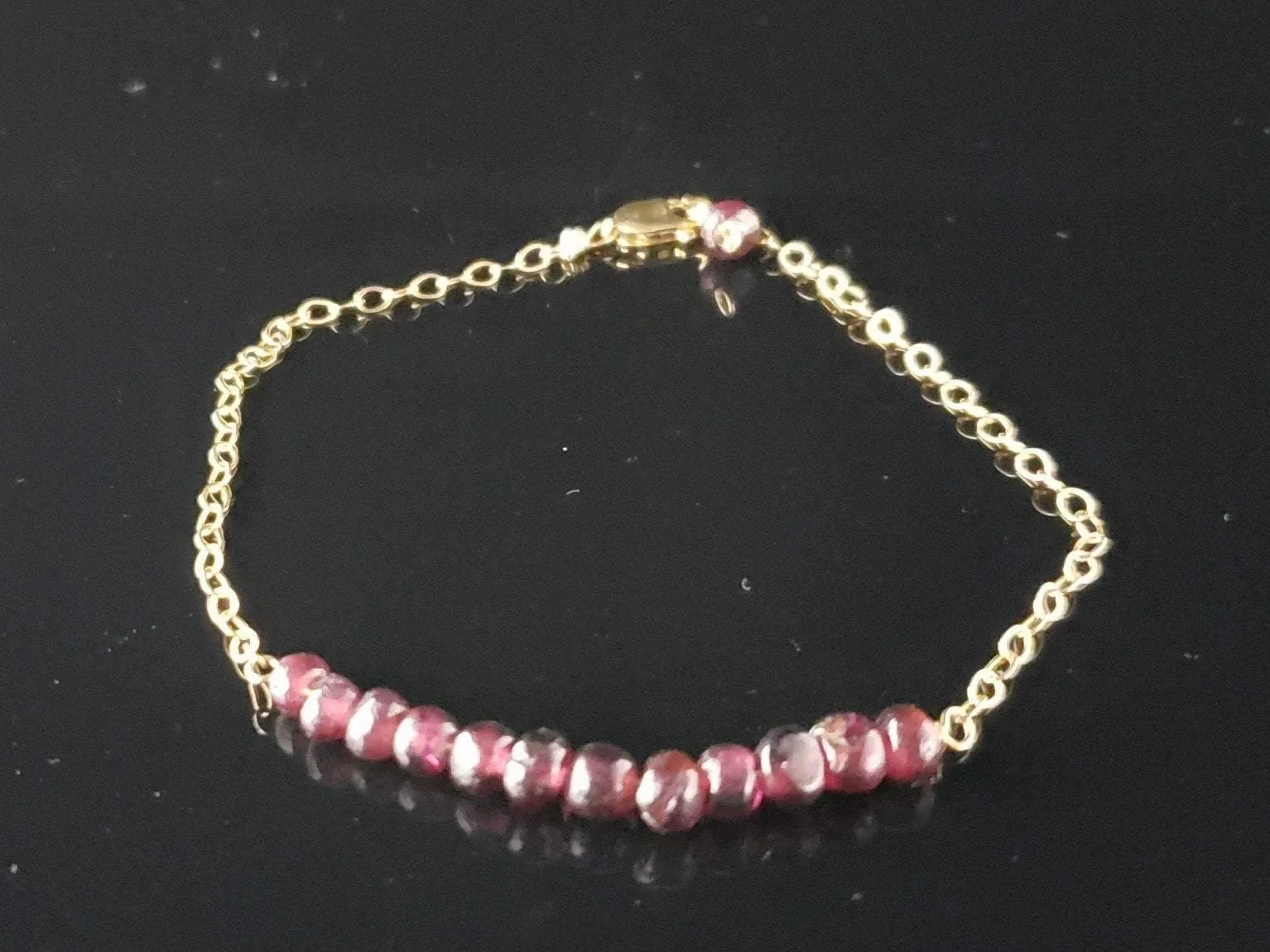 Graceful gold-filled garnet bracelet