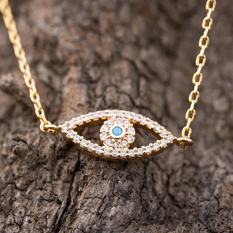 Graceful Guardian - Evil Eye 18K Gold Over 925 Sterling Silver Cubic Zirconia Adjustable Bracelet