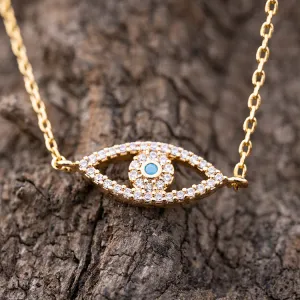 Graceful Guardian - Evil Eye 18K Gold Over 925 Sterling Silver Cubic Zirconia Adjustable Bracelet