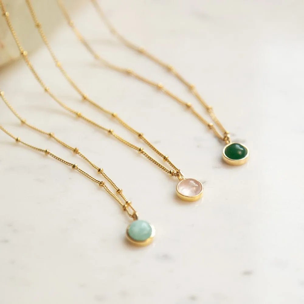 Green Aventurine Healing Stone Necklace 18ct Gold Plate