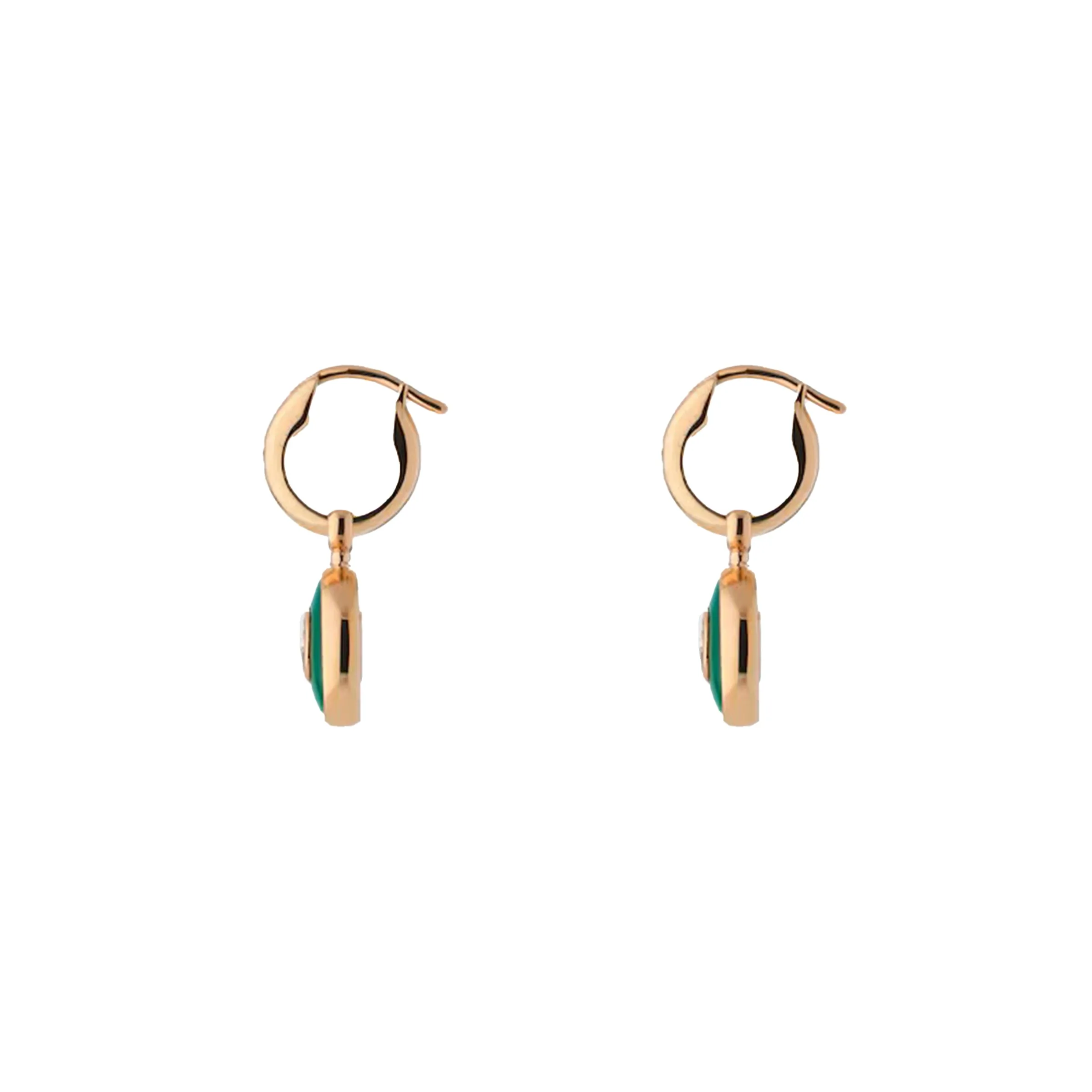 Gucci Interlocking 18ct Rose Gold Green Agate Hoop Earrings