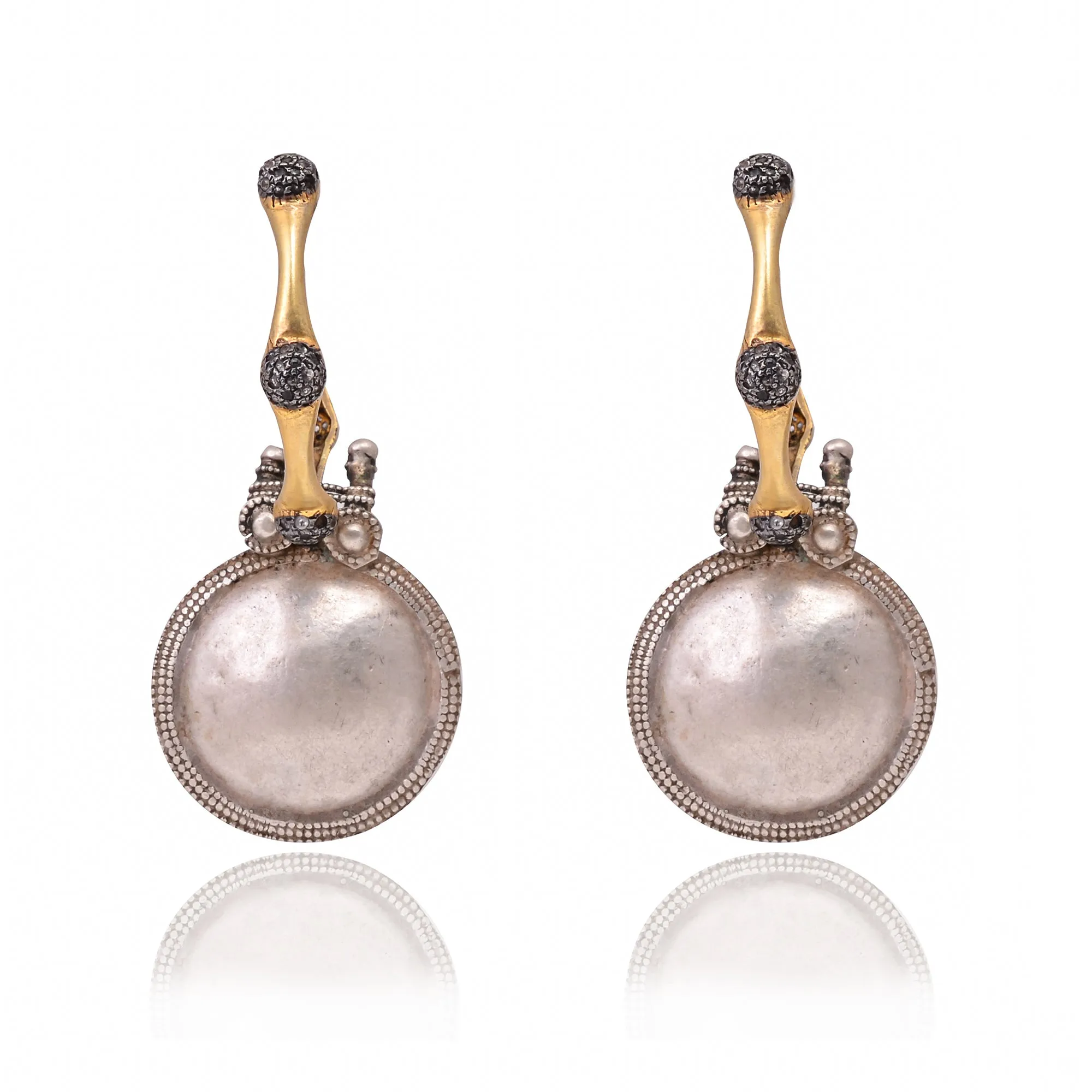 Handcrafted Silver Oxidised Zircon Earring