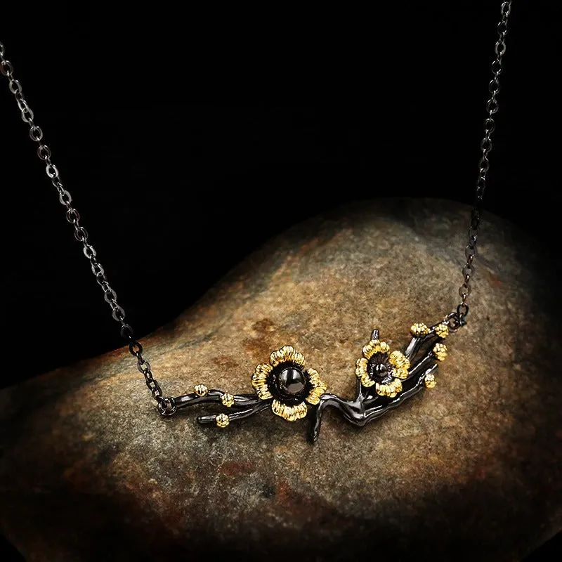 Handmade Small Daisy Plum Blossom Necklace
