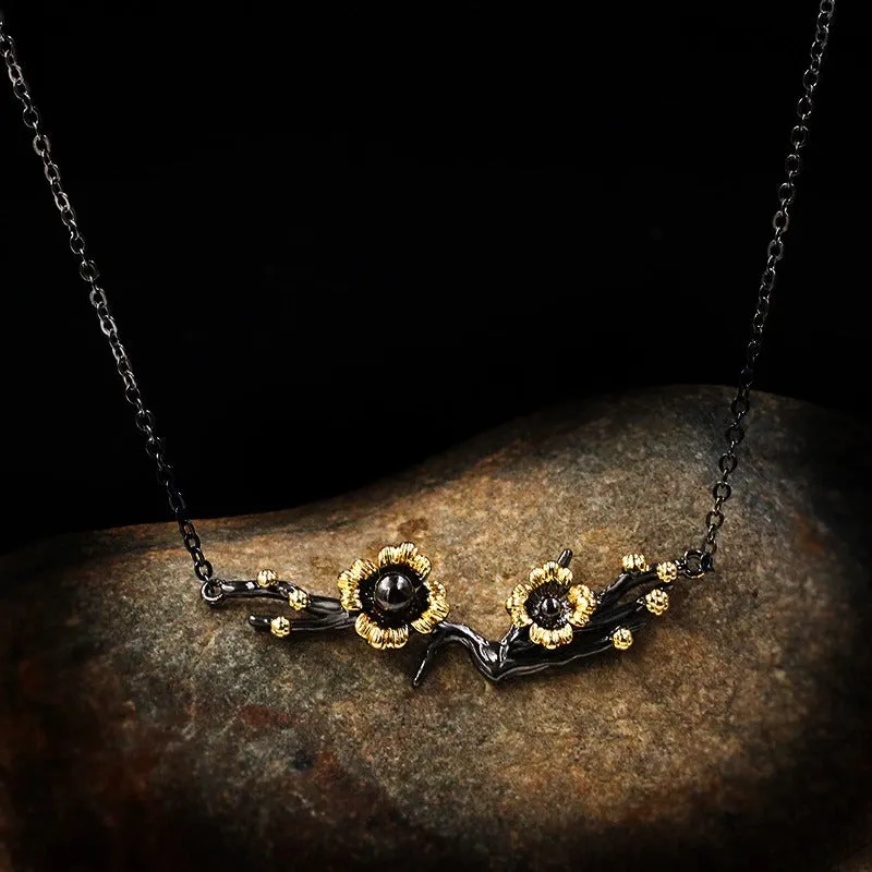 Handmade Small Daisy Plum Blossom Necklace