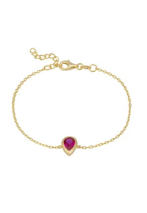 Harriett Mini Teardrop Ruby Bracelet Gold
