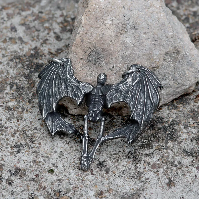 Heart Shape Skeleton Stainless Steel Skull Pendant