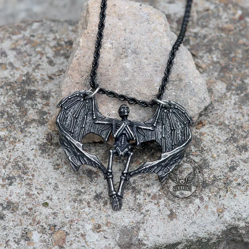 Heart Shape Skeleton Stainless Steel Skull Pendant
