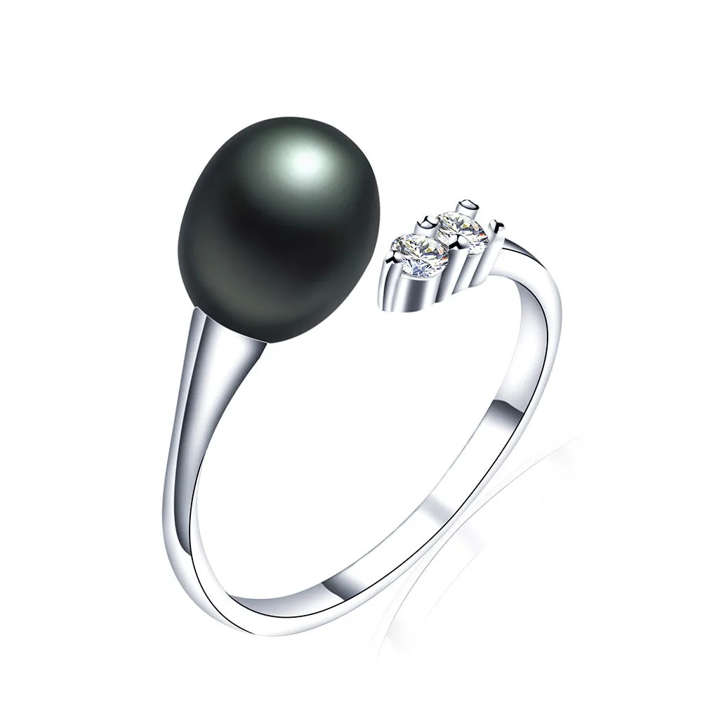 Hot Selling sterling-silver-jewelry 8-9mm Water Drop Freshwater Pearl Ring For Women Top Quality