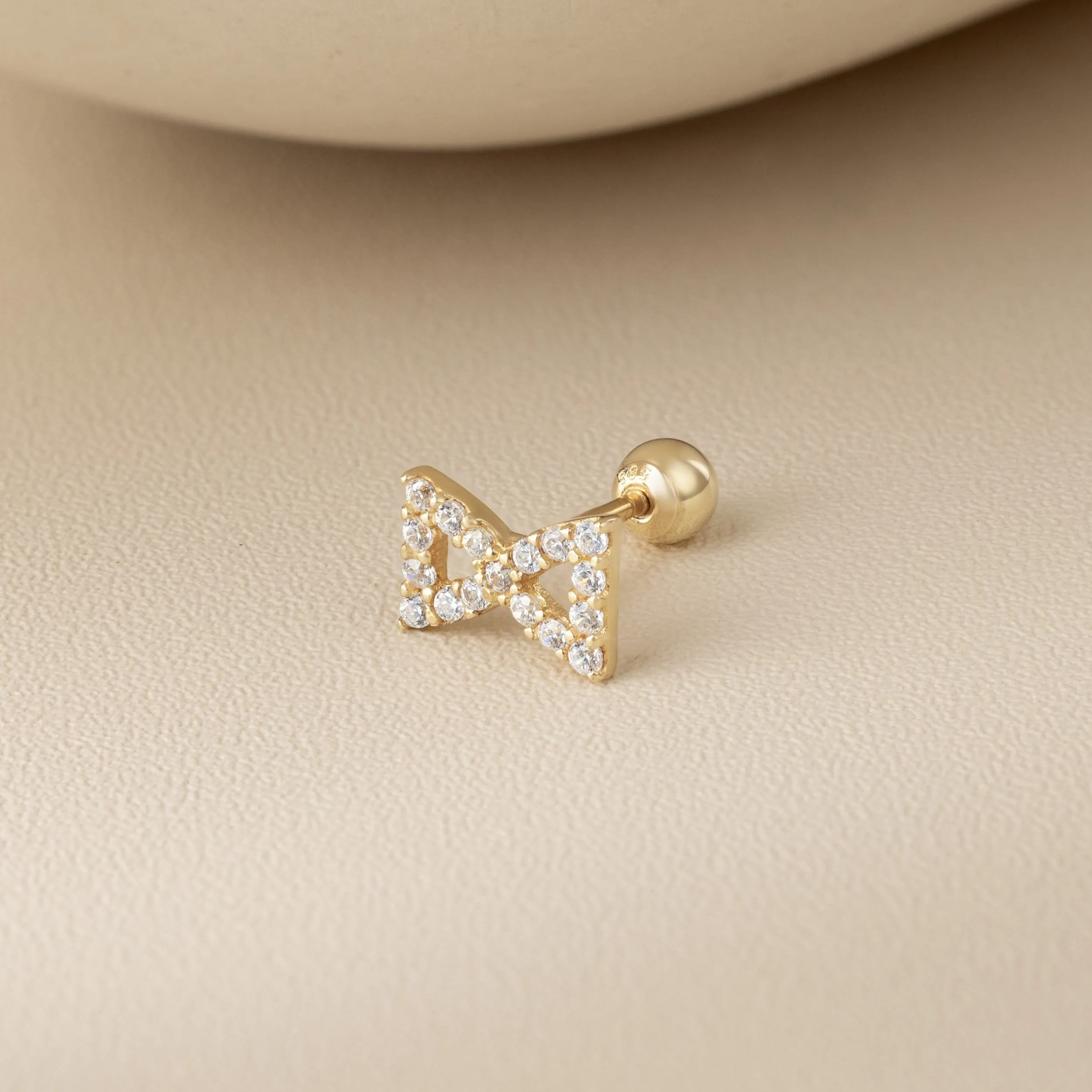 Hourglass Piercing in Yellow Gold with Cubic Zirconia