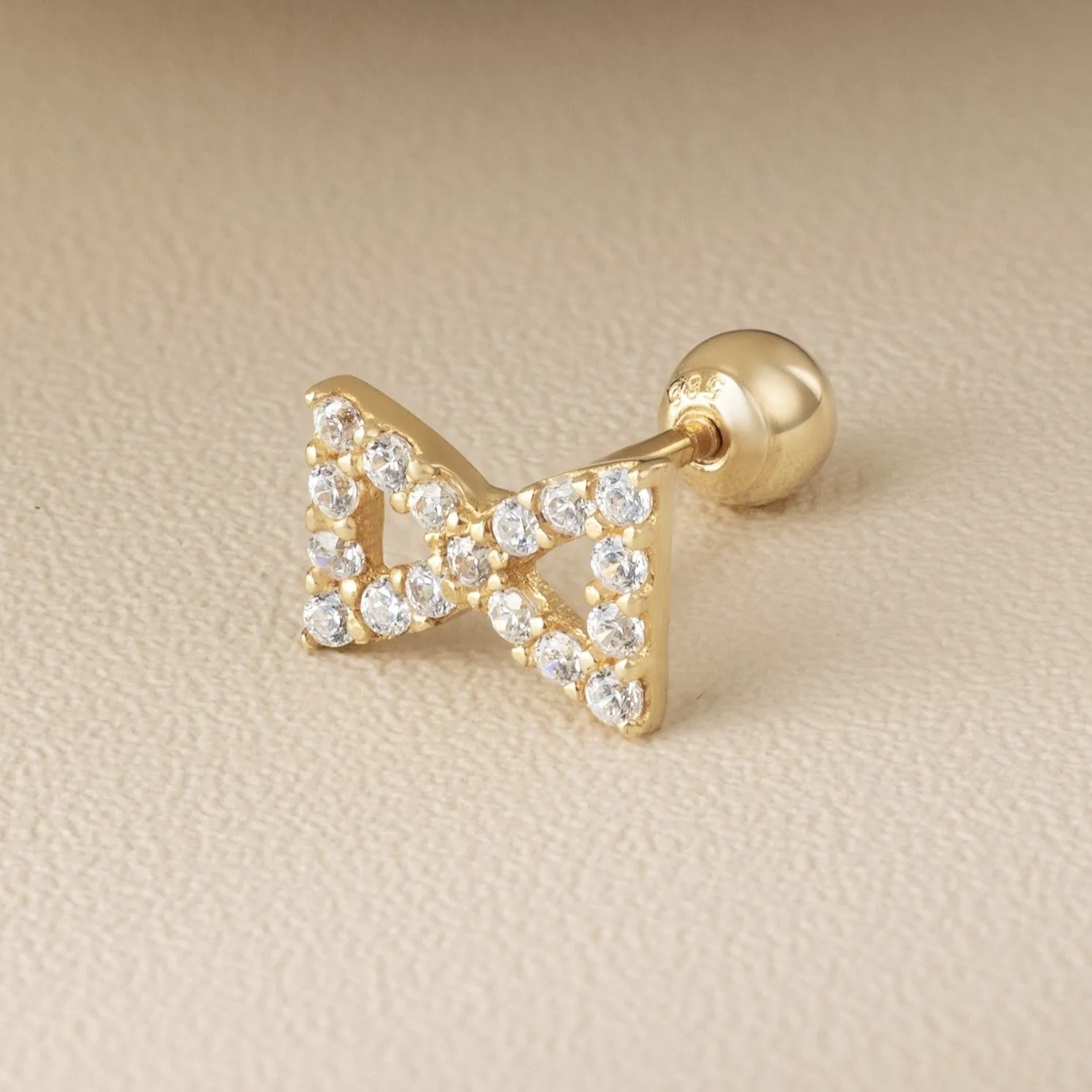 Hourglass Piercing in Yellow Gold with Cubic Zirconia