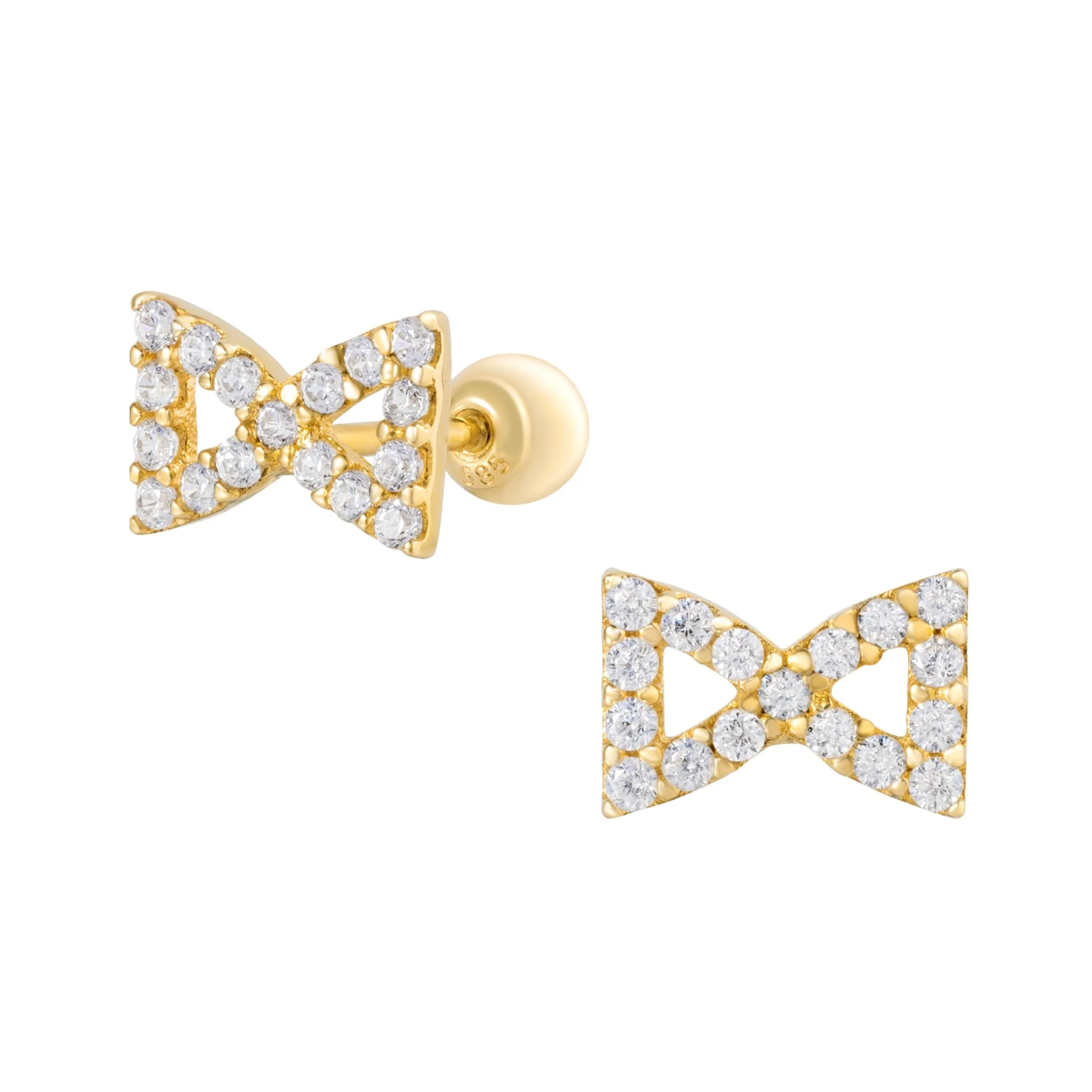 Hourglass Piercing in Yellow Gold with Cubic Zirconia