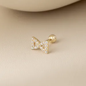 Hourglass Piercing in Yellow Gold with Cubic Zirconia