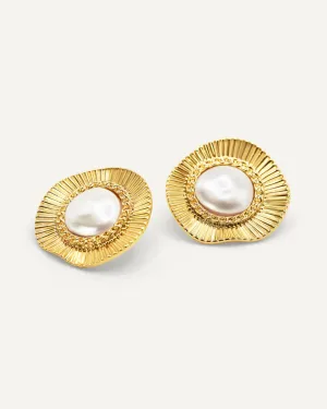 Iris Pearl Round Earrings