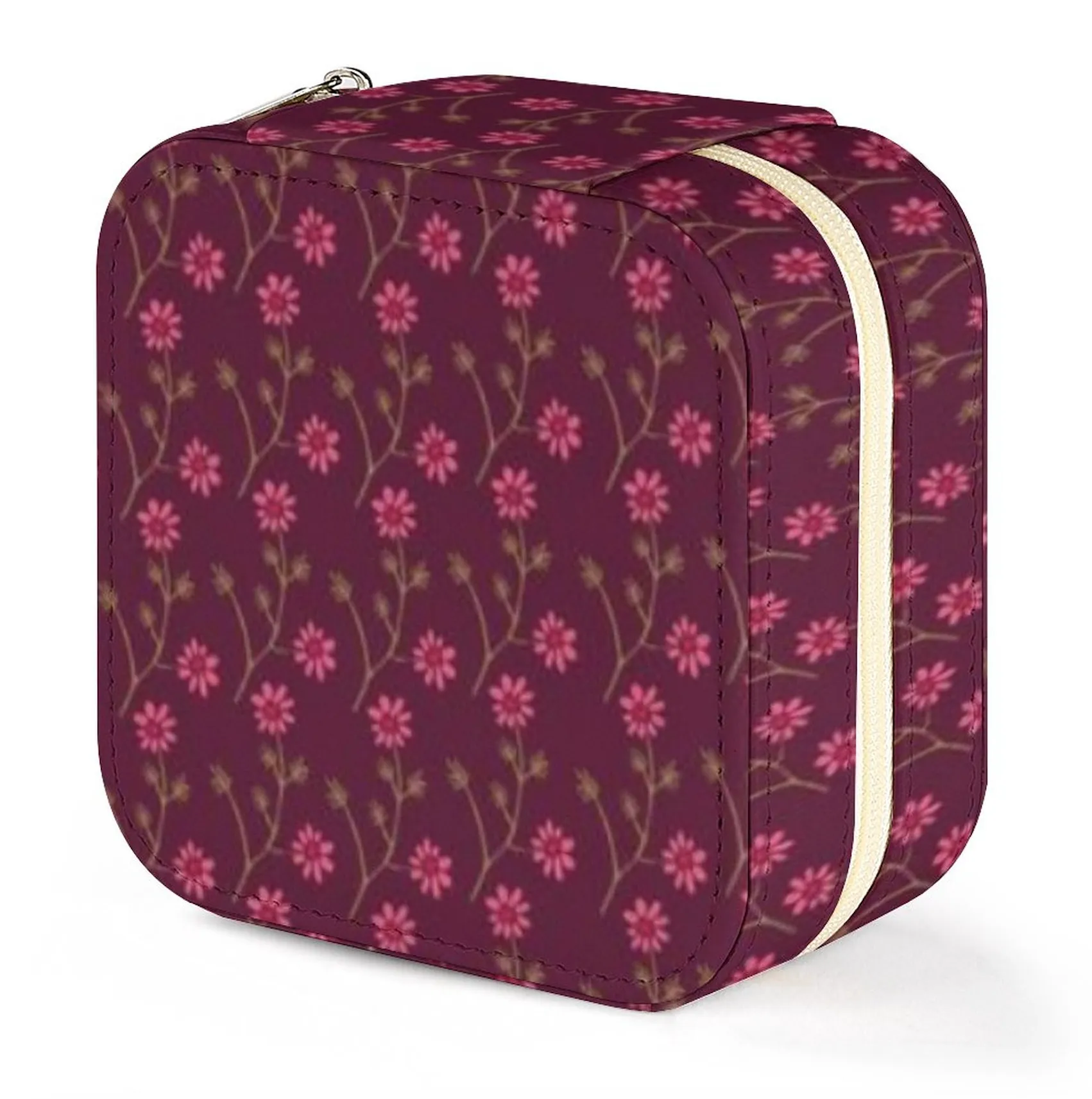 Jewelry Case - Maroon Daisies