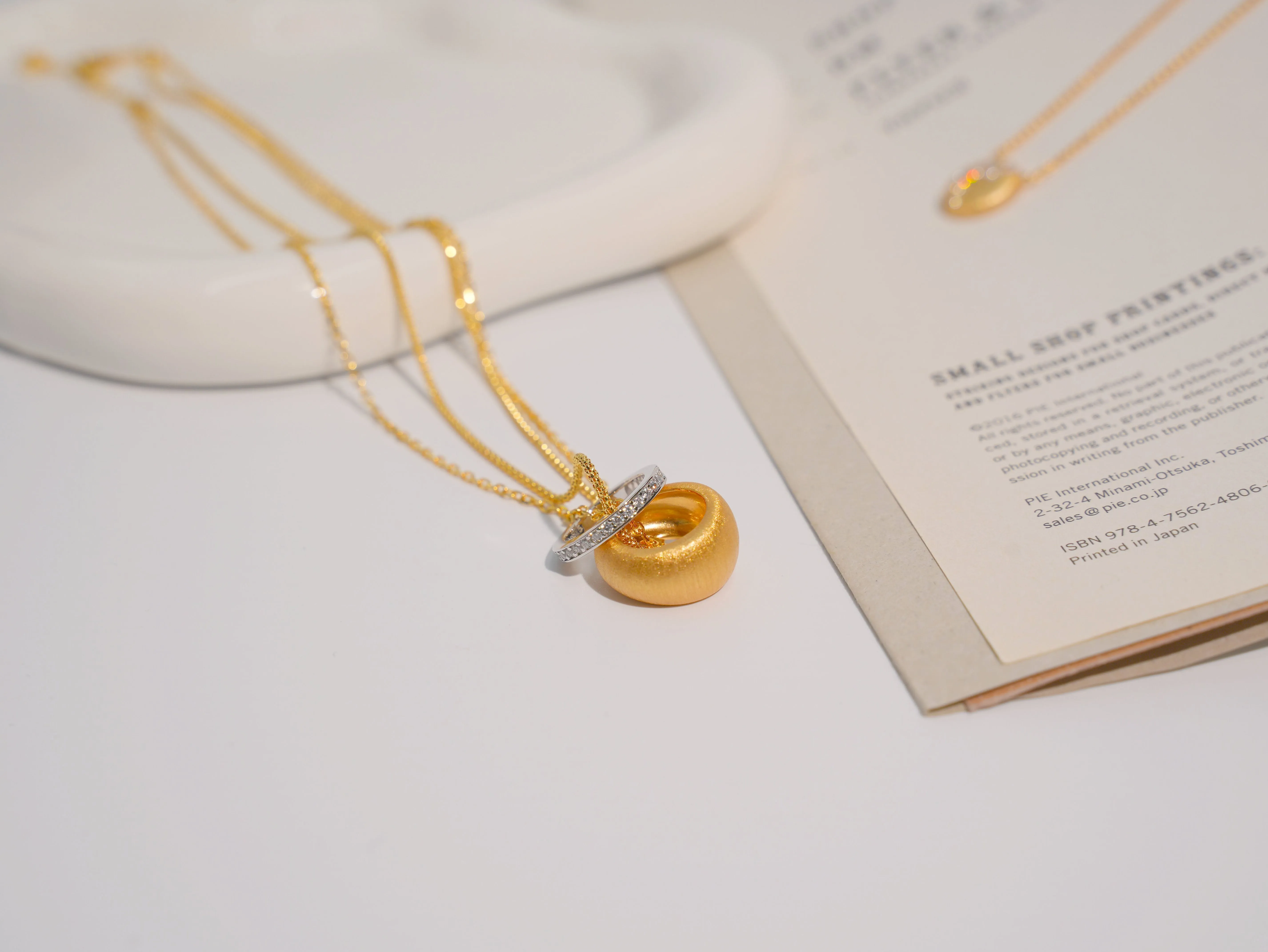 Jo Mavia Golden Diamond Halo Double-Chain Necklace