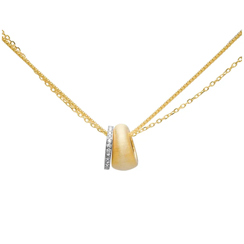 Jo Mavia Golden Diamond Halo Double-Chain Necklace