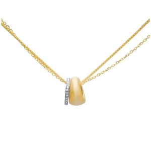 Jo Mavia Golden Diamond Halo Double-Chain Necklace