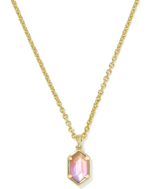 Kendra Scott Short Pendant Necklace Gold Sunrise Watercolor Illusion