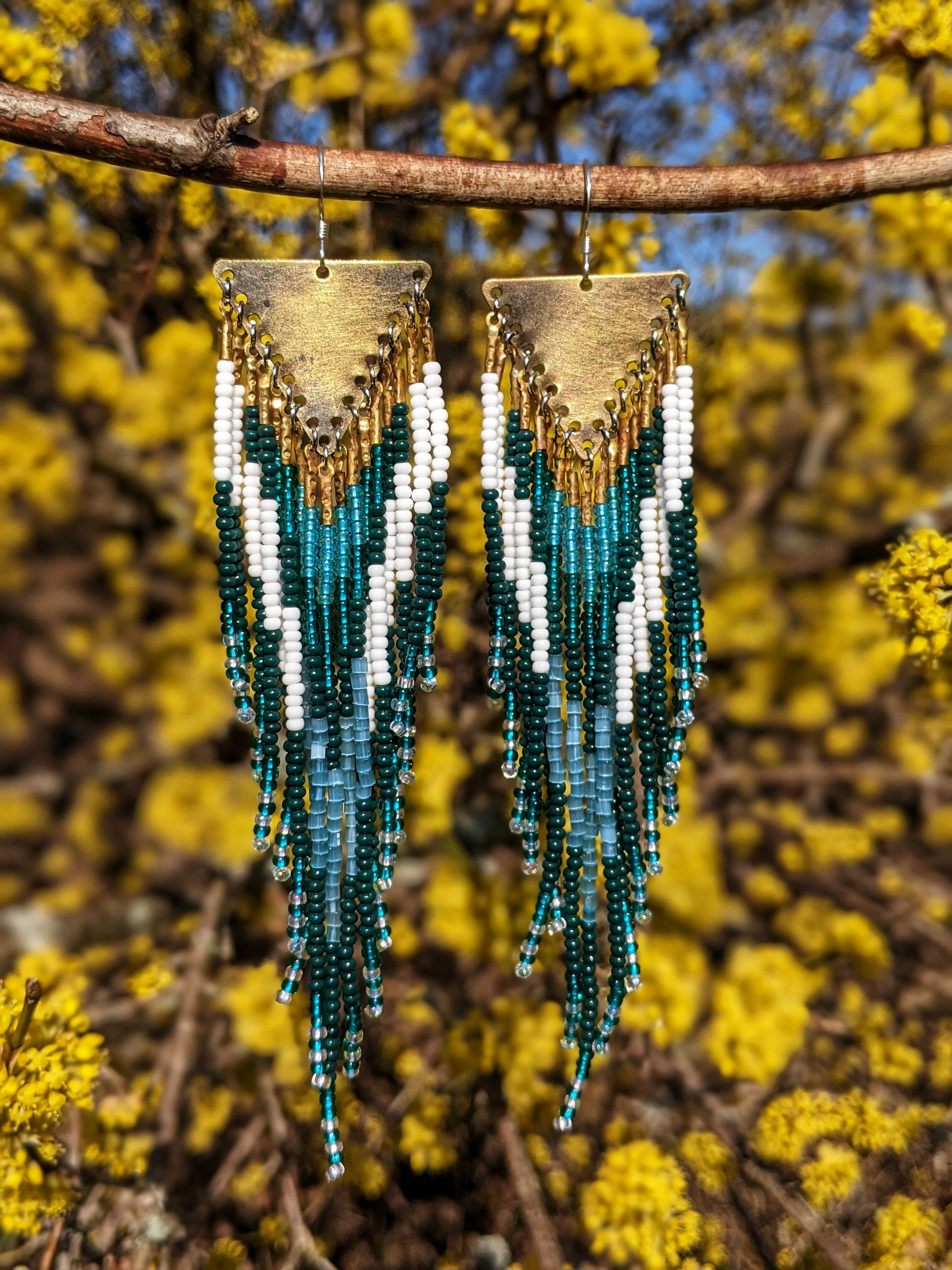 Khalida Teal Boho Beaded Earrings