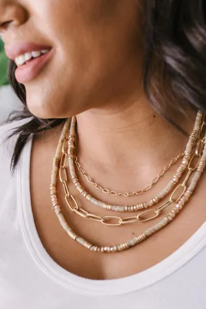 Layered Beads and Chain Necklace Set