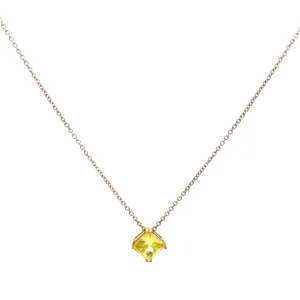 Lemon Quartz Solitaire Necklace